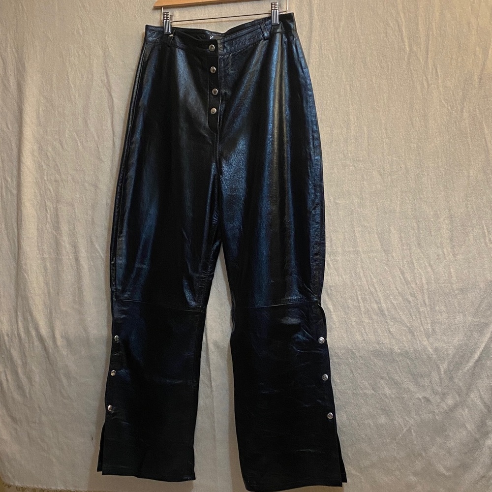 Karl Kani Black Real Leather Pants Large